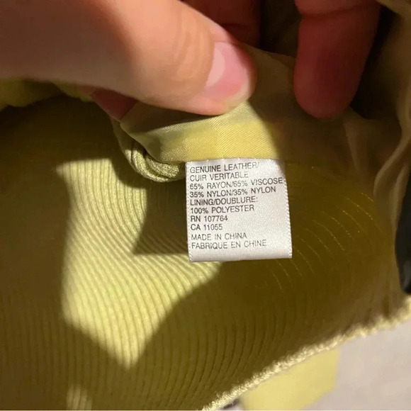 One Girl Who Like Green And Black Leather Ribbed Stretch Jacket Women’s Small S - Picture 7 of 9